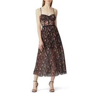 Allen Schwartz Eden Bustier Dress Hourglass Midi Sweetheart Neck Size 4 Black